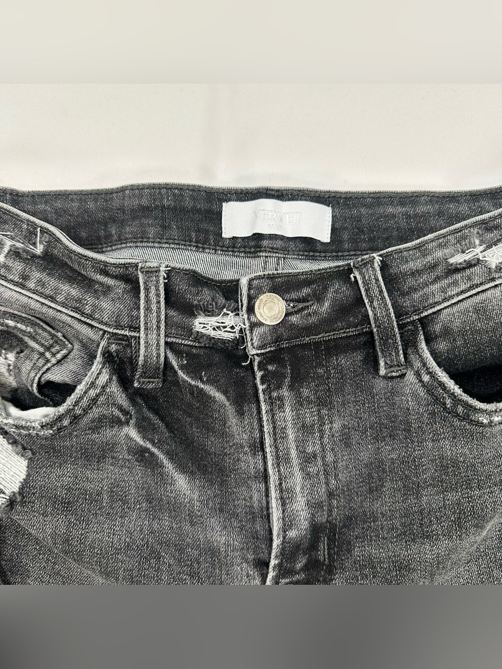 Vervet Blue Distressed Stone Wash Grey Skinny Jeans  Size 28 Stretch Moto Grunge - Picture 4 of 9
